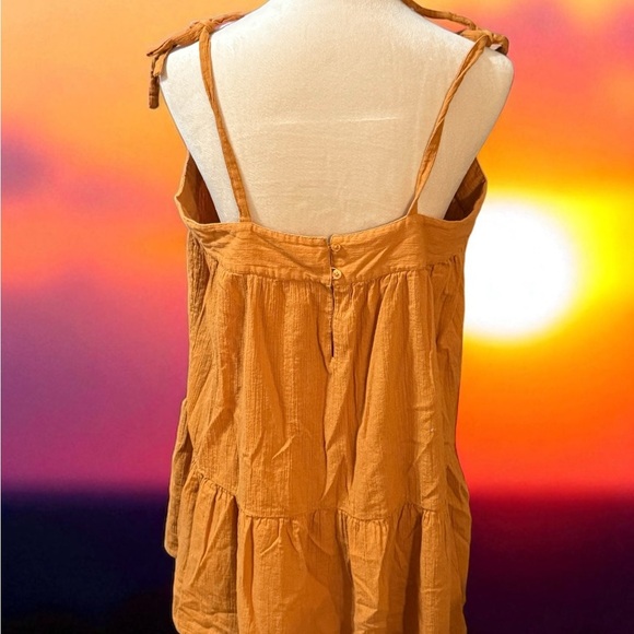 LOFT Orange Gold Bubble Midi Dress Resort Wear - Picture 2 of 4